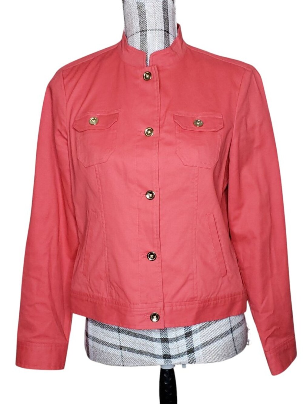 Jones Wear Studio Petite sz PM Petite Women's Jacket Blazer Summer Coral Salmon
